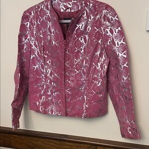 metrostyle Pink Metallic Snake-Print Jacket